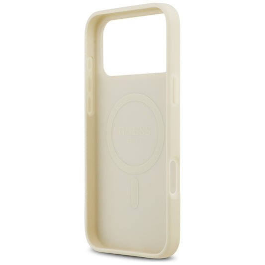Custodia MagSafe per Apple iPhone 17 Pro Max, Guess, Croco Triangle Logo, Dorata