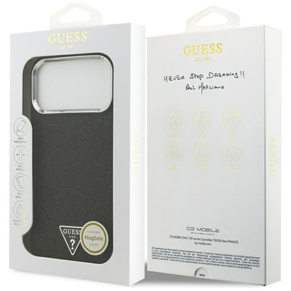 Custodia MagSafe per Apple iPhone 17 Pro Max, Guess, Glitter Triangle Logo, Nera