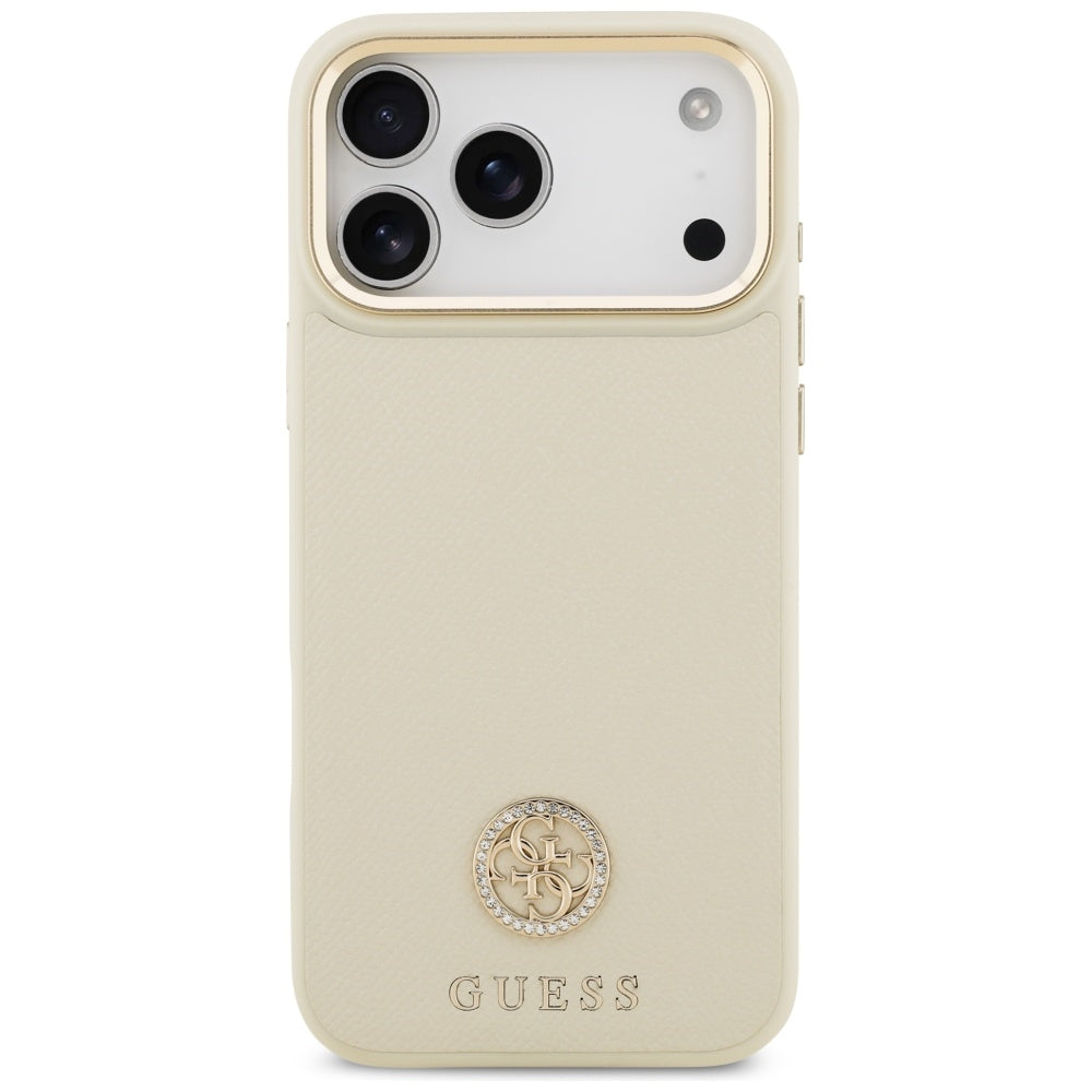 Custodia MagSafe per Apple iPhone 17 Pro Max, Guess, Grained Strass Logo, Beige