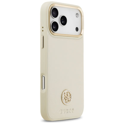 Custodia MagSafe per Apple iPhone 17 Pro Max, Guess, Grained Strass Logo, Beige