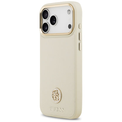 Custodia MagSafe per Apple iPhone 17 Pro Max, Guess, Grained Strass Logo, Beige