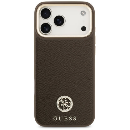Custodia MagSafe per Apple iPhone 17 Pro Max, Guess, Grained Strass Logo, Marrone