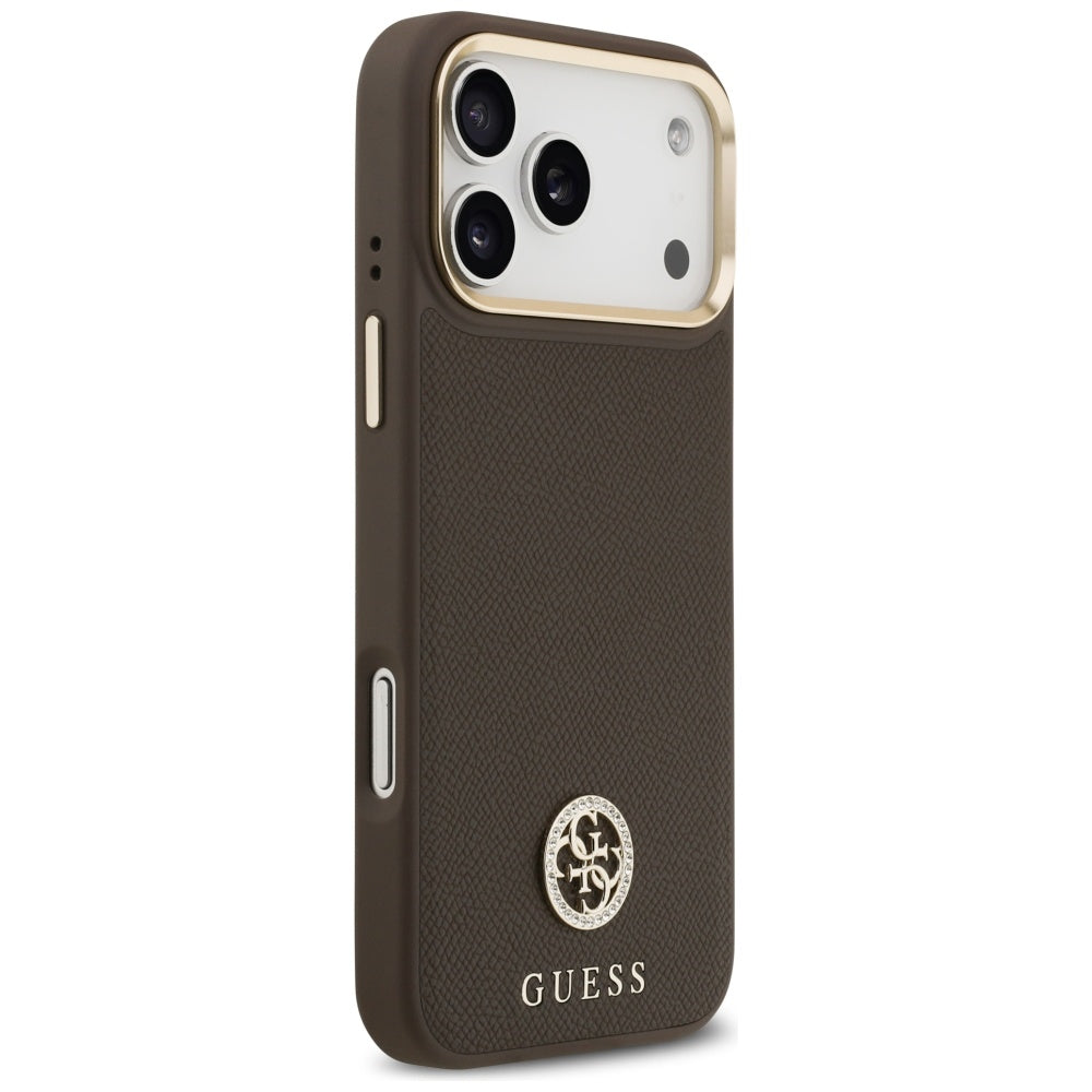 Custodia MagSafe per Apple iPhone 17 Pro Max, Guess, Grained Strass Logo, Marrone