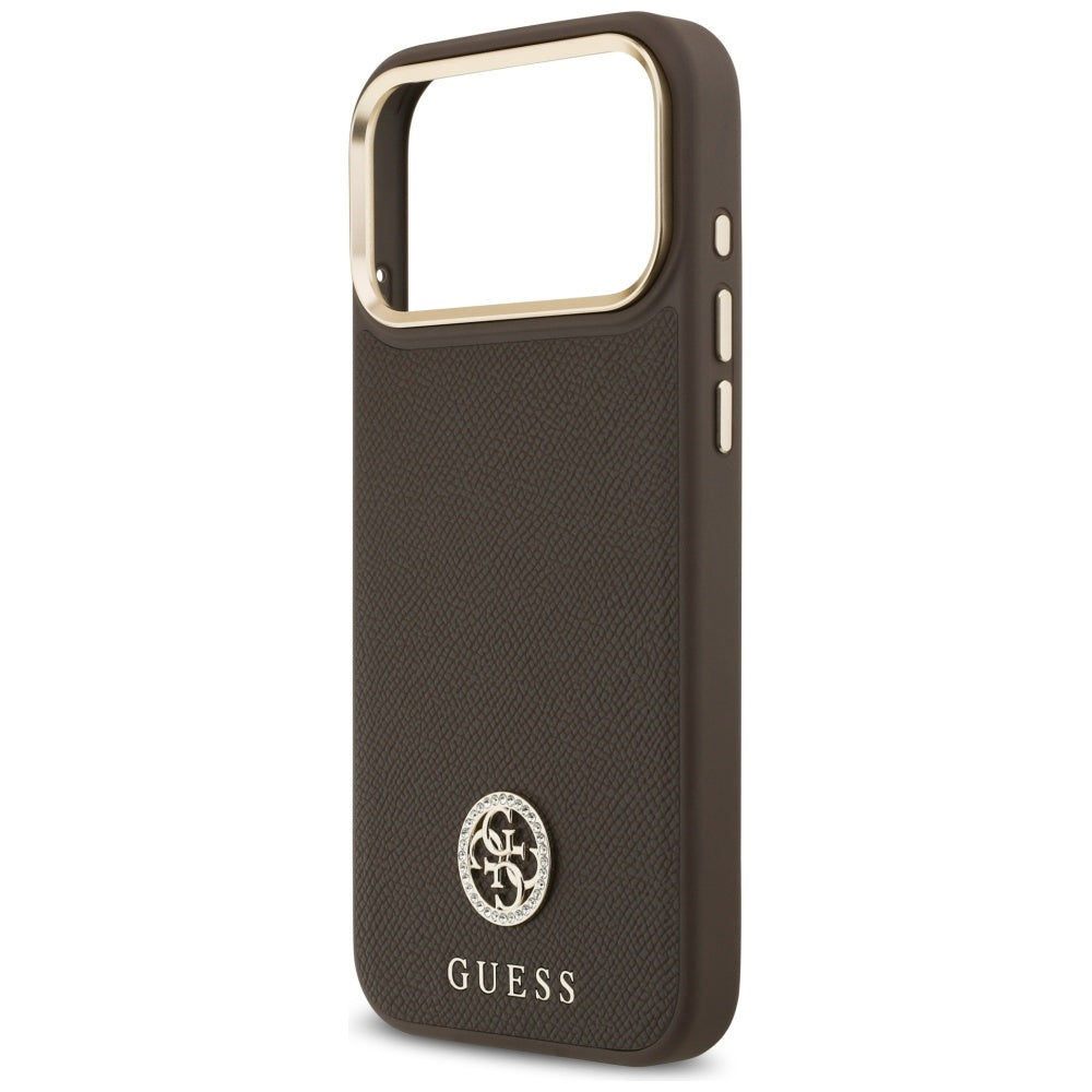Custodia MagSafe per Apple iPhone 17 Pro Max, Guess, Grained Strass Logo, Marrone