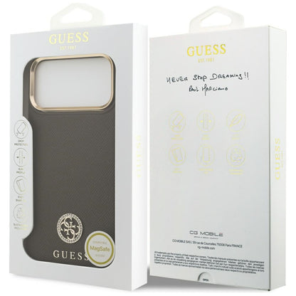 Custodia MagSafe per Apple iPhone 17 Pro Max, Guess, Grained Strass Logo, Marrone