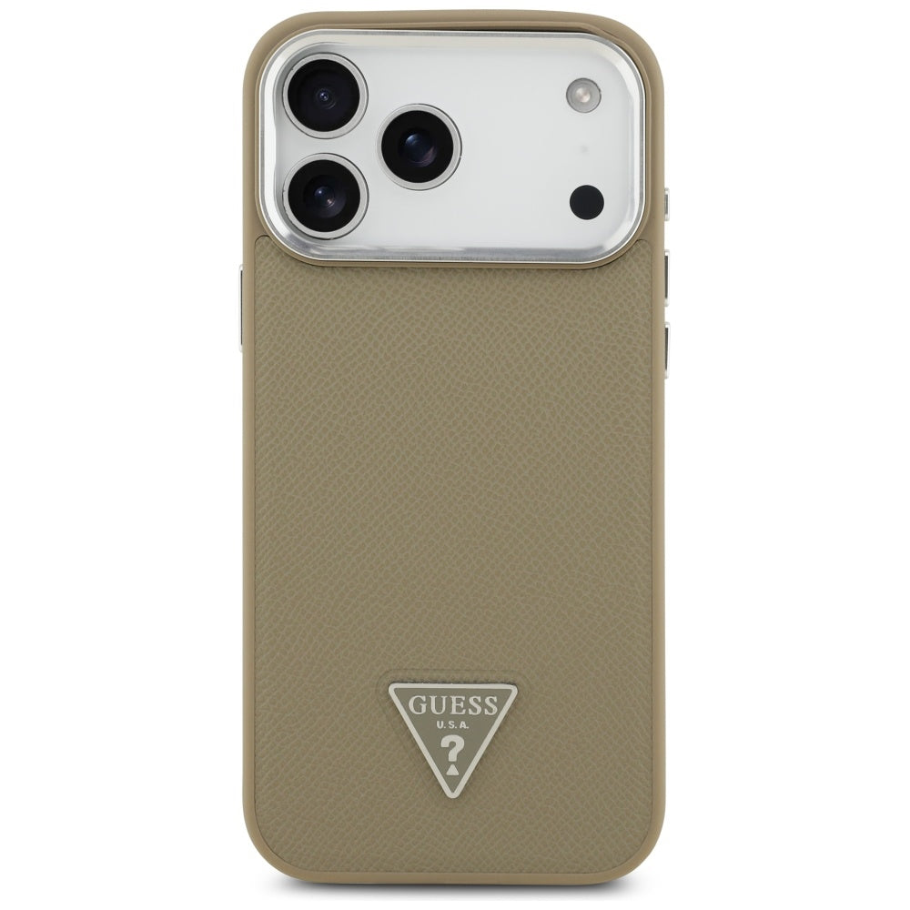 Custodia MagSafe per Apple iPhone 17 Pro Max, Guess, Logo Triangolo Granulato, Marrone