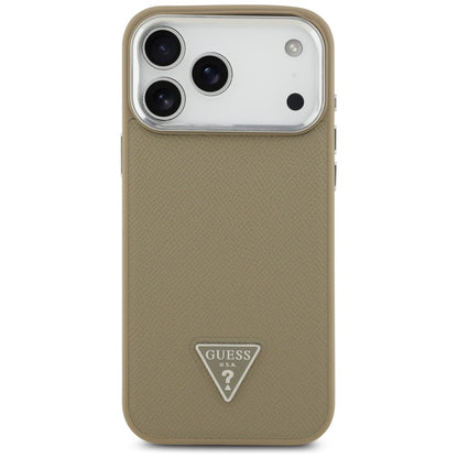 Custodia MagSafe per Apple iPhone 17 Pro Max, Guess, Logo Triangolo Granulato, Marrone