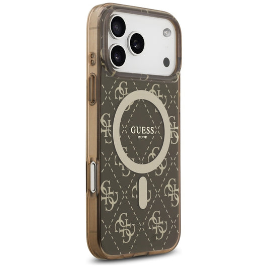 Custodia MagSafe per Apple iPhone 17 Pro Max, Guess, IML 4G Background, Marrone