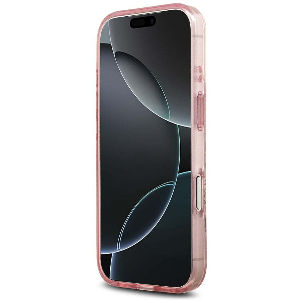 Custodia MagSafe per Apple iPhone 17 Pro Max, Guess, IML Flower & Tonal Circle, Rosa