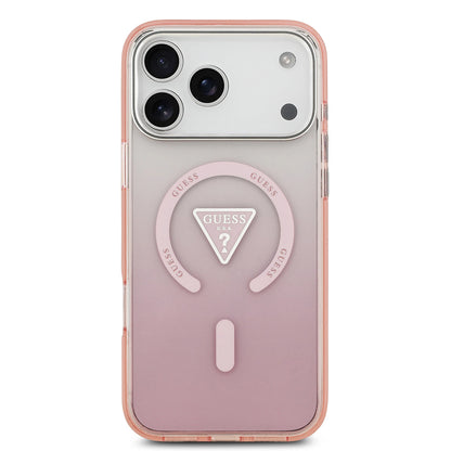 Custodia MagSafe per Apple iPhone 17 Pro Max, Guess, Logo Triangolo Gradiente IML, Rosa