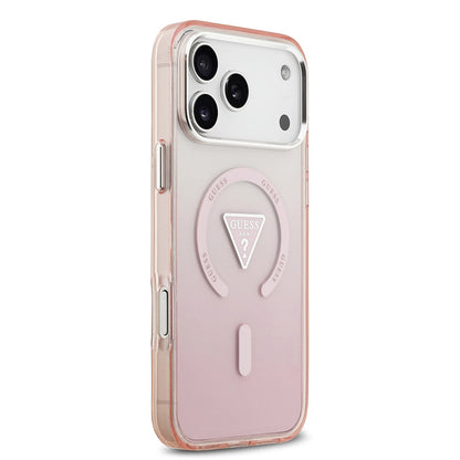 Custodia MagSafe per Apple iPhone 17 Pro Max, Guess, Logo Triangolo Gradiente IML, Rosa