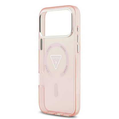 Custodia MagSafe per Apple iPhone 17 Pro Max, Guess, Logo Triangolo Gradiente IML, Rosa