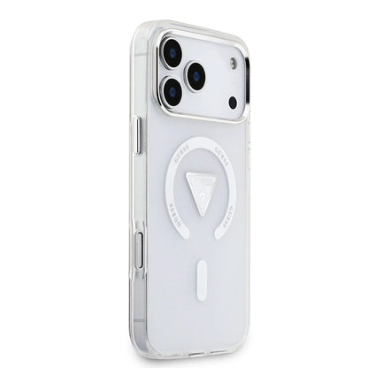 Custodia MagSafe per Apple iPhone 17 Pro Max, Guess, Logo Triangolo Gradiente IML, Trasparente