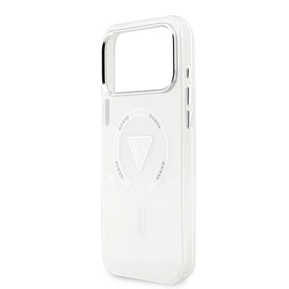 Custodia MagSafe per Apple iPhone 17 Pro Max, Guess, Logo Triangolo Gradiente IML, Trasparente