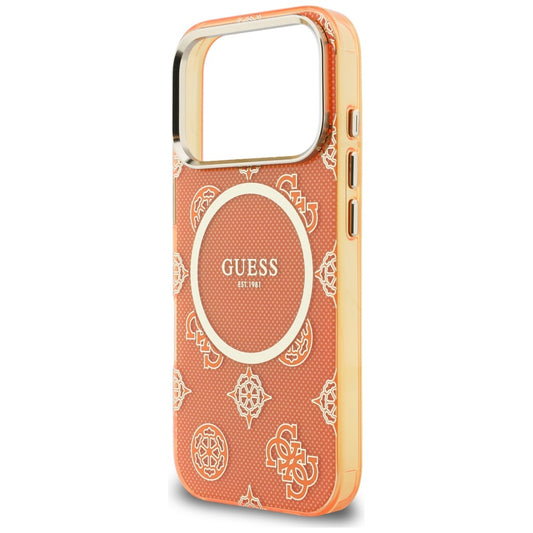 Custodia MagSafe per Apple iPhone 17 Pro Max, Guess, IML Peony Dot, Arancione