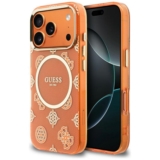 Custodia MagSafe per Apple iPhone 17 Pro Max, Guess, IML Peony Dot, Arancione
