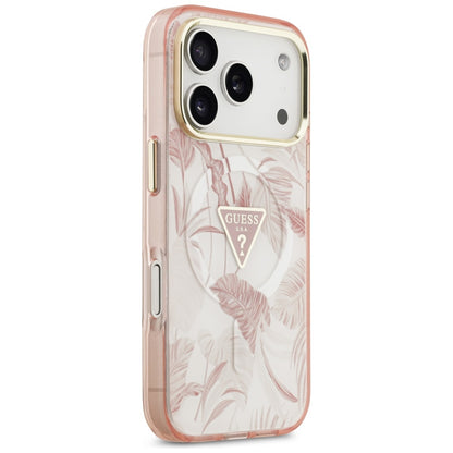 Custodia MagSafe per Apple iPhone 17 Pro Max, Guess, Jungle Tonal Triangle, Rosa