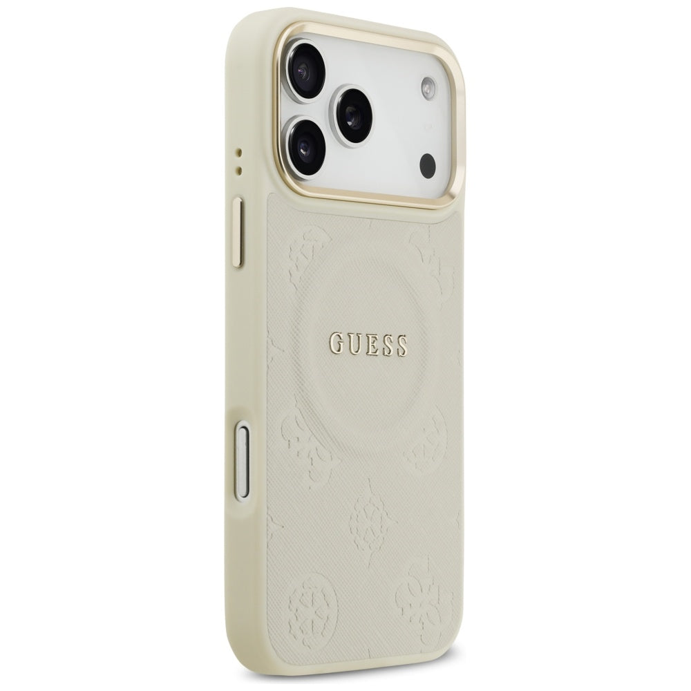 Custodia MagSafe per Apple iPhone 17 Pro Max, Guess, Peony Hot Stamp, Beige
