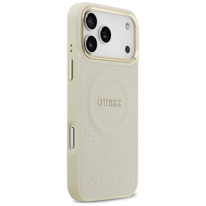 Custodia MagSafe per Apple iPhone 17 Pro Max, Guess, Peony Hot Stamp, Beige