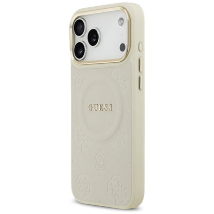 Custodia MagSafe per Apple iPhone 17 Pro Max, Guess, Peony Hot Stamp, Beige