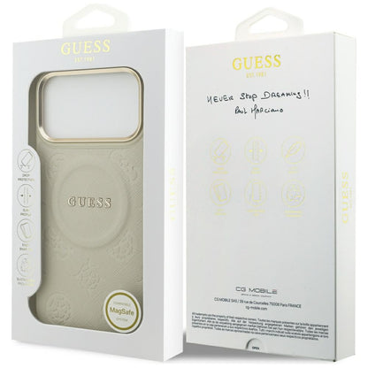Custodia MagSafe per Apple iPhone 17 Pro Max, Guess, Peony Hot Stamp, Beige