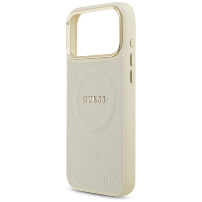 Custodia MagSafe per Apple iPhone 17 Pro Max, Guess, Peony Hot Stamp, Beige