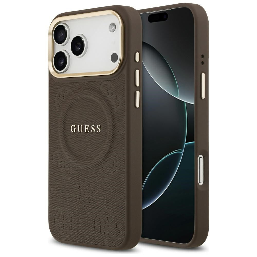 Custodia MagSafe per Apple iPhone 17 Pro Max, Guess, Peony Hot Stamp, Marrone