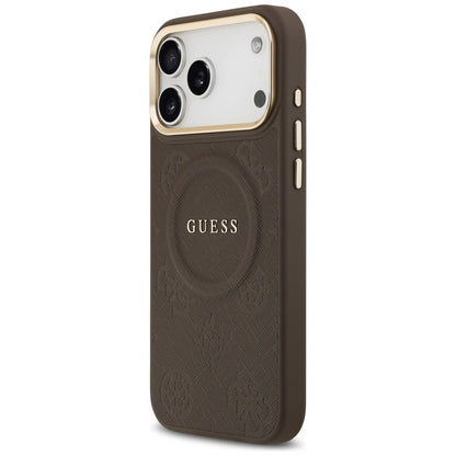 Custodia MagSafe per Apple iPhone 17 Pro Max, Guess, Peony Hot Stamp, Marrone