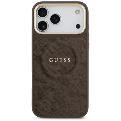 Custodia MagSafe per Apple iPhone 17 Pro Max, Guess, Peony Hot Stamp, Marrone