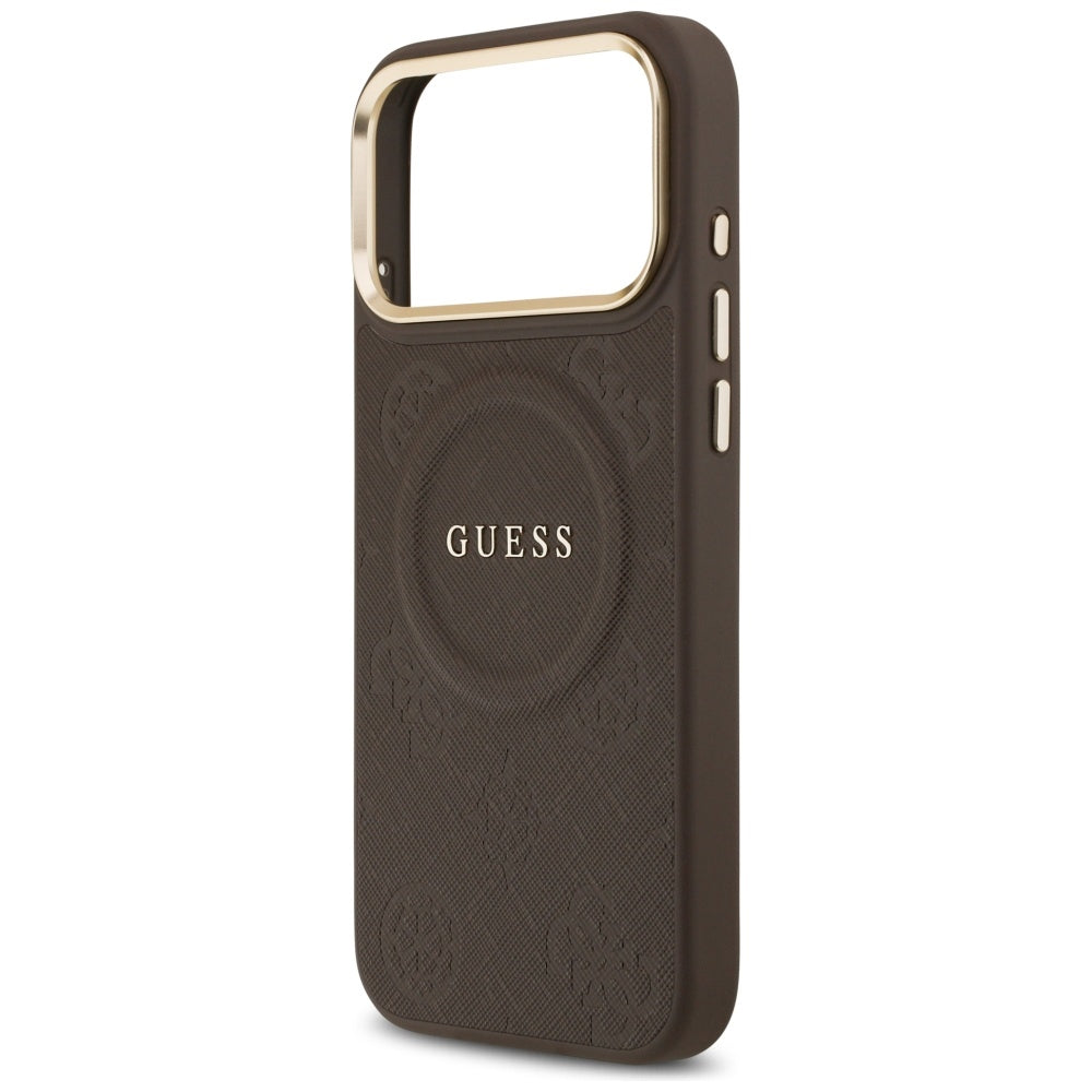 Custodia MagSafe per Apple iPhone 17 Pro Max, Guess, Peony Hot Stamp, Marrone