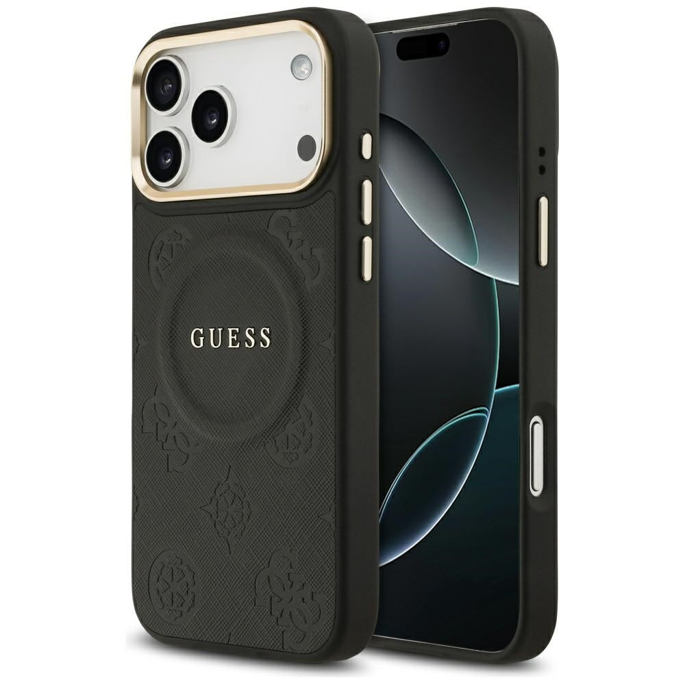 Custodia MagSafe per Apple iPhone 17 Pro Max, Guess, Peony Hot Stamp, Nera