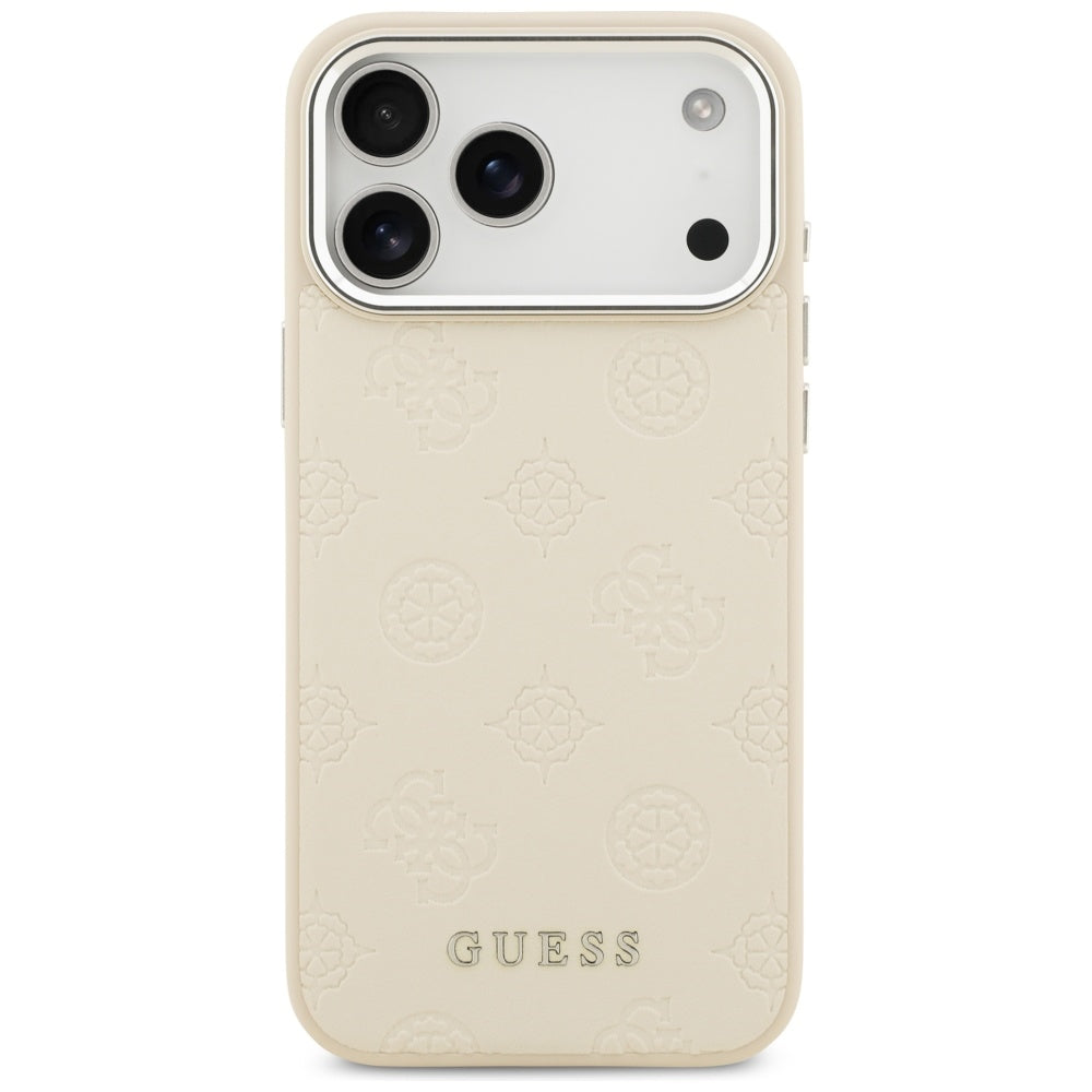 Custodia MagSafe per Apple iPhone 17 Pro Max, Guess, Peony Hot Stamp Script, Beige