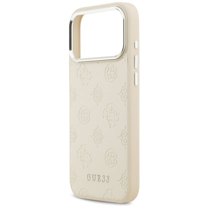 Custodia MagSafe per Apple iPhone 17 Pro Max, Guess, Peony Hot Stamp Script, Beige
