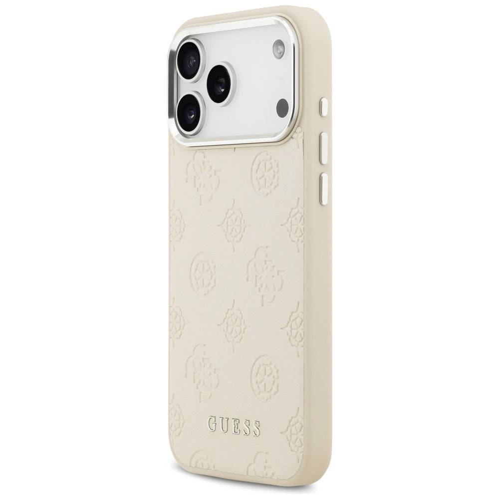 Custodia MagSafe per Apple iPhone 17 Pro Max, Guess, Peony Hot Stamp Script, Beige