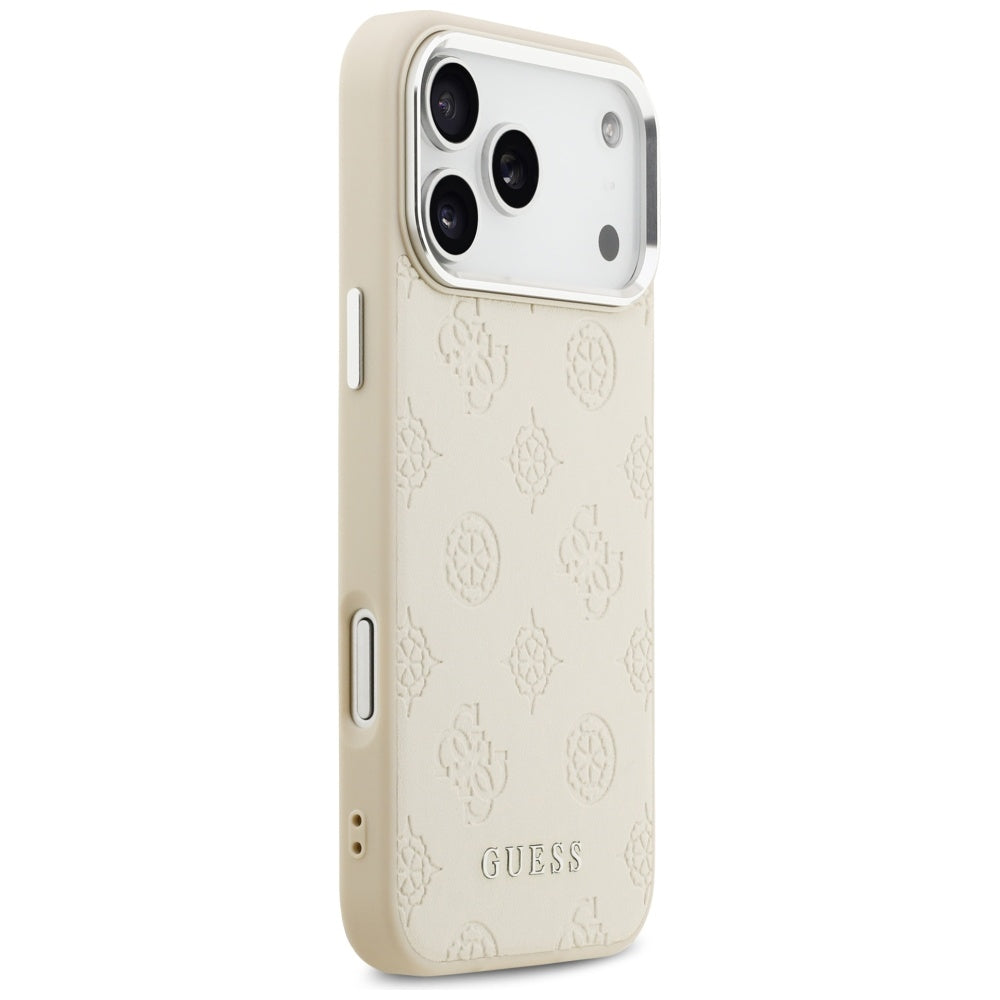 Custodia MagSafe per Apple iPhone 17 Pro Max, Guess, Peony Hot Stamp Script, Beige