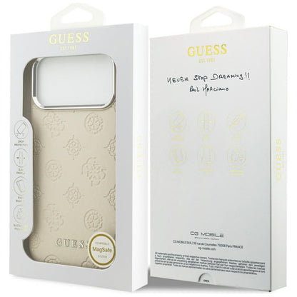 Custodia MagSafe per Apple iPhone 17 Pro Max, Guess, Peony Hot Stamp Script, Beige