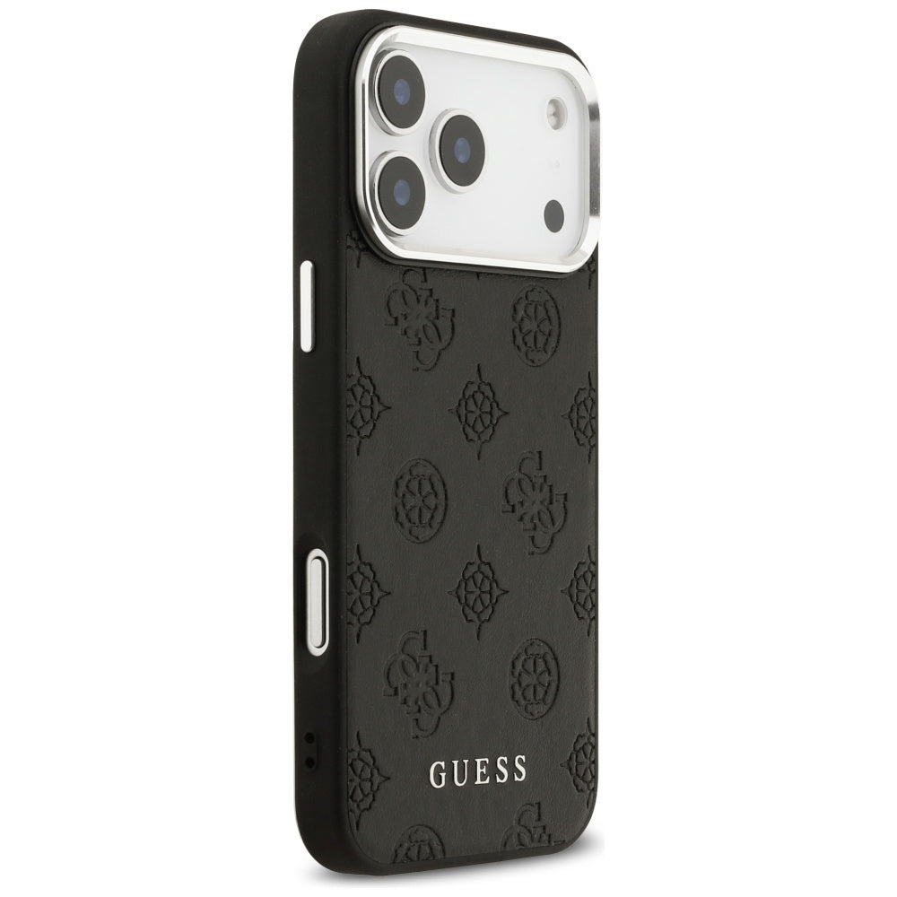 Custodia MagSafe per Apple iPhone 17 Pro Max, Guess, Peony Hot Stamp Script, Nera