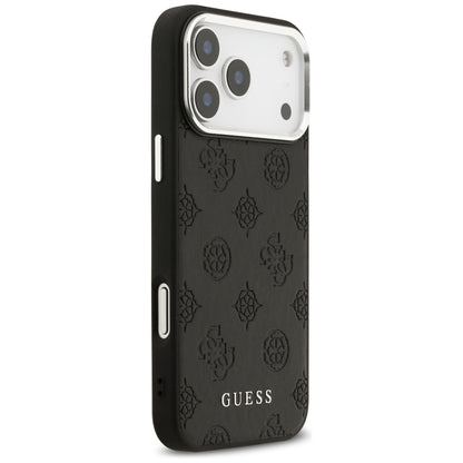 Custodia MagSafe per Apple iPhone 17 Pro Max, Guess, Peony Hot Stamp Script, Nera