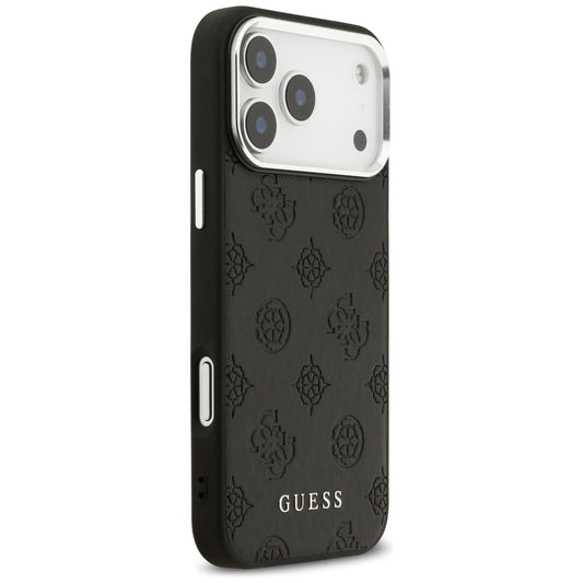 Custodia MagSafe per Apple iPhone 17 Pro Max, Guess, Peony Hot Stamp Script, Nera