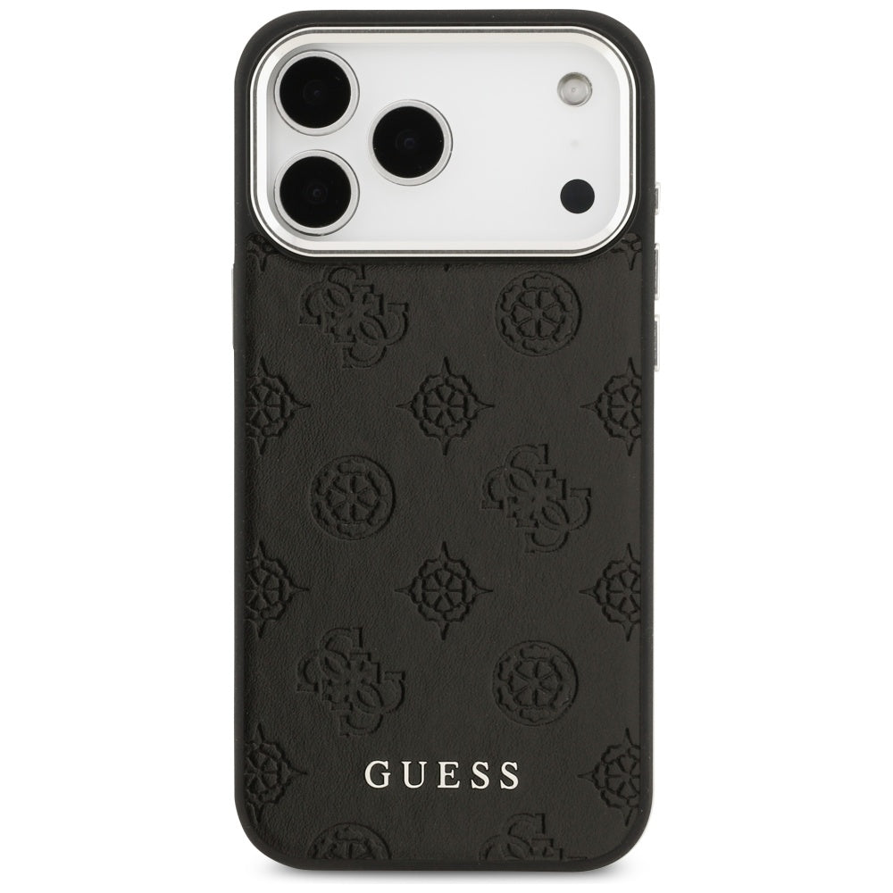 Custodia MagSafe per Apple iPhone 17 Pro Max, Guess, Peony Hot Stamp Script, Nera