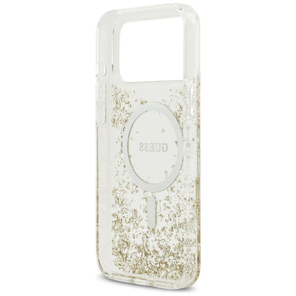 Custodia MagSafe per Apple iPhone 17 Pro Max, Guess, Resin Bottom Glitter, Dorata