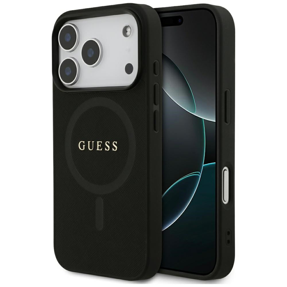 Custodia MagSafe per Apple iPhone 17 Pro Max, Guess, Saffiano Classic Logo, Nera