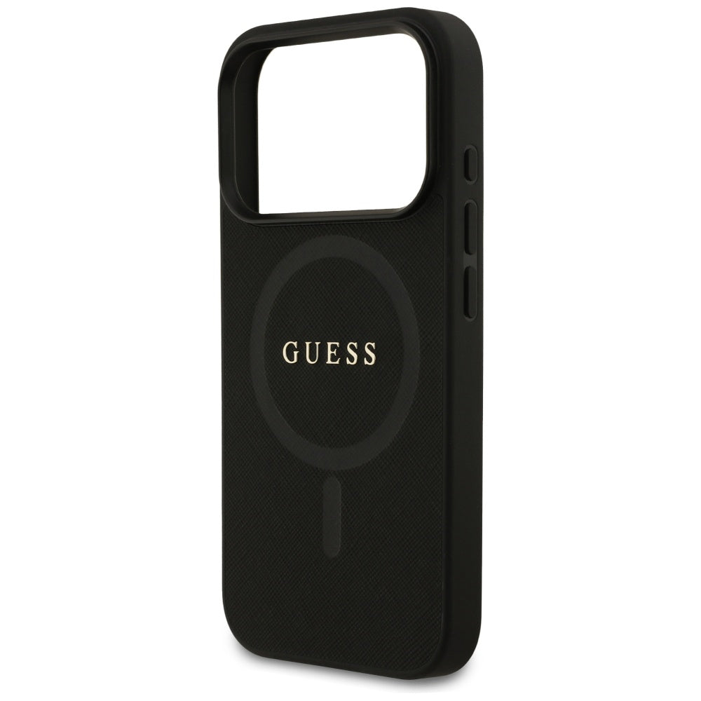 Custodia MagSafe per Apple iPhone 17 Pro Max, Guess, Saffiano Classic Logo, Nera