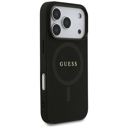 Custodia MagSafe per Apple iPhone 17 Pro Max, Guess, Saffiano Classic Logo, Nera