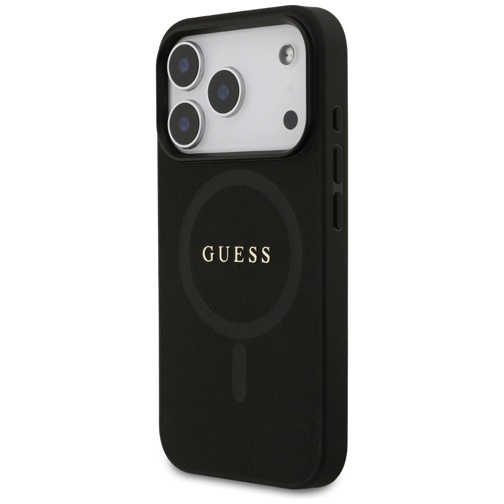Custodia MagSafe per Apple iPhone 17 Pro Max, Guess, Saffiano Classic Logo, Nera