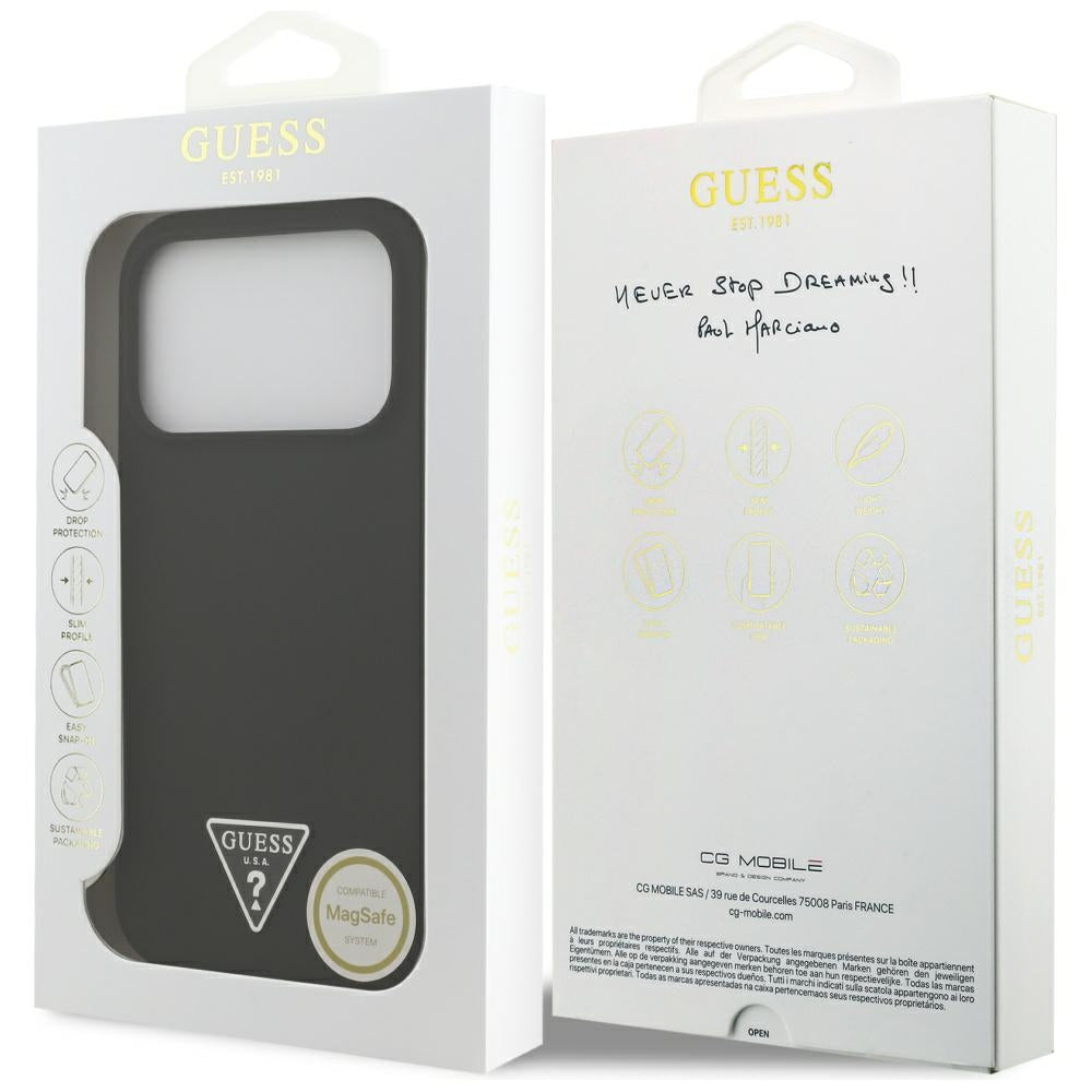 Custodia MagSafe per Apple iPhone 17 Pro Max, Guess, Logo Triangolo, Nera