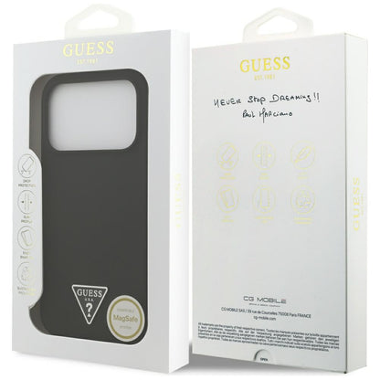 Custodia MagSafe per Apple iPhone 17 Pro Max, Guess, Logo Triangolo, Nera