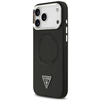 Custodia MagSafe per Apple iPhone 17 Pro Max, Guess, Logo Triangolo, Nera Argentata