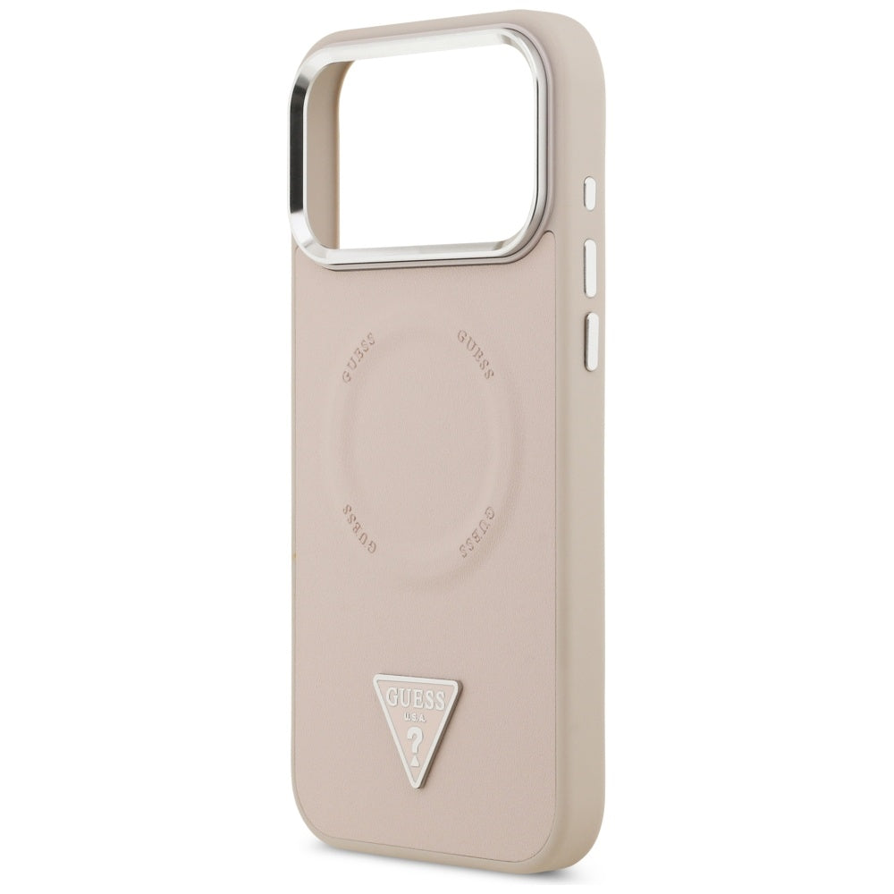 Custodia MagSafe per Apple iPhone 17 Pro Max, Guess, Logo Triangolo, Rosa Argentato