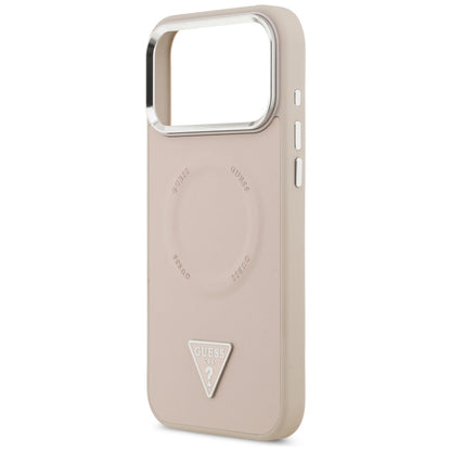 Custodia MagSafe per Apple iPhone 17 Pro Max, Guess, Logo Triangolo, Rosa Argentato